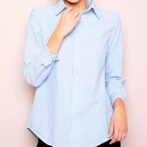 Brandy melville blue and white stripe button down